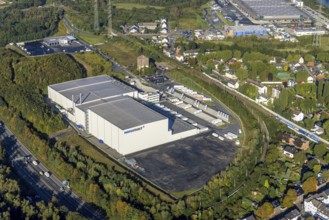 Aerial view, Nordfrost logistics centre in the district Unser Fritz in Herne, Ruhr area, North