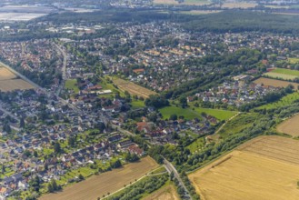 Aerial view, local view with miners' housing estate in Heeren-Werve district, Kamen, Ruhr area,