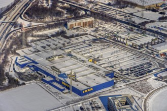 Aerial view, Kamen-Karree, IKEA furniture store Kamen, Mercure Hotel, Kamen, Ruhr area, North