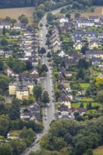 Aerial view, main street in the district Freiberg in Holzwickede, Ruhr area, North