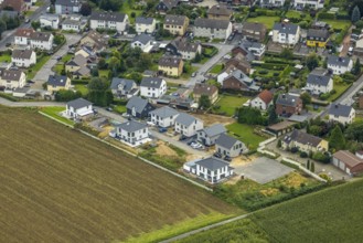 Aerial view, new construction, housing estate Emschertalblick in the district Landweg in