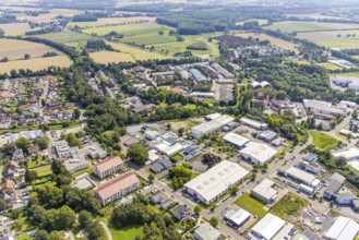 Aerial view, commercial area Felix-Wankel-Straße in the district Heeren-Werve, Kamen, Ruhr area,