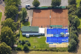 Aerial view, Padel Arena and tennis courts in the district Heeren-Werve, Kamen, Ruhr area, North