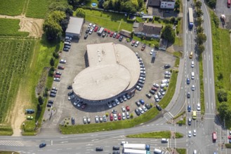Aerial view, commercial area Unna / Kamen with TCB Automobile, Kamen, Ruhr area, North