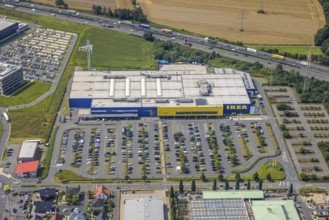 Aerial view, commercial area Unna / Kamen with Ikea, Südkamen, Kamen, Ruhr area, North