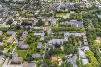 Aerial view, residential neighbourhood Hamburger Allee, Berliner Allee, Holzwickede, Ruhr area,