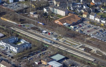 Aerial view, station Holzwickede, station Holzwickede is a transit station in the city of