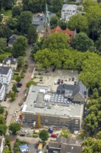 Aerial view, town hall Holzwickede, construction site and extension of the city administration,
