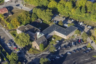 Aerial view, Eiffage Rail branch on Landgrafenstraße in the Wanne-Süd district of Herne, Ruhr area,