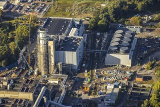Aerial view, STEAG Herne CHP plant with construction project gas and steam power plant GuD Herne in