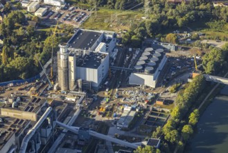 Aerial view, STEAG Herne CHP plant with construction project gas and steam power plant GuD Herne in