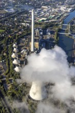 Aerial view, STEAG Herne combined heat and power plant with construction project gas and steam