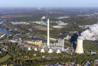 Aerial view, STEAG Herne CHP plant with construction project gas and steam power plant GuD Herne in