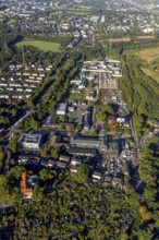 Aerial view, Wilhelmstraße industrial estate with winding tower of the former Pluto colliery and