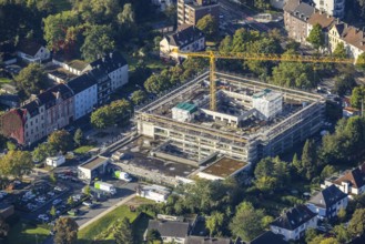 Aerial view, construction site and expansion of the Rheumatism Centre Ruhr Area in the St.