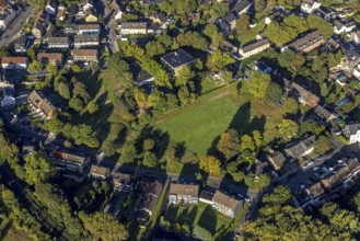 Aerial view, Städt. Kindergarten Drögenamp und FußballWiese im Stadtteil Baukau-West in Herne, Ruhr