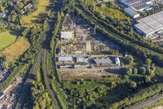 Aerial view, construction site Rottstraße at the motorway junction Herne in the district