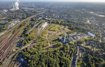 Aerial view, Herne freight yard with fallow land of the former General Blumenthal mine with Stadler