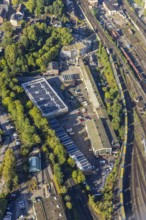 Aerial view, former Heitkamp-Villa construction site and new building for flats at Heitkampsfeld