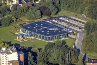 Aerial view, Wananas sports and leisure pool in the district Baukau-West in Herne, Ruhr area, North