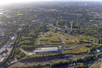 Aerial view, brownfield site of the former General Blumenthal mine with Stadler Rail Service and