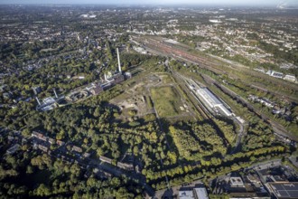 Aerial view, Herne freight yard with fallow land of the former General Blumenthal mine with Stadler