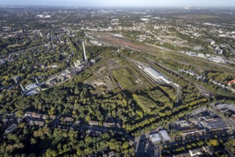 Aerial view, Herne freight yard with fallow land of the former General Blumenthal mine with Stadler