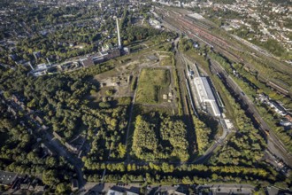 Aerial view, Herne freight yard with fallow land of the former General Blumenthal mine with Stadler