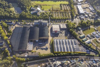 Aerial view, commercial area with ENEXIO Germany and Poco pick-up warehouse in the district Eickel