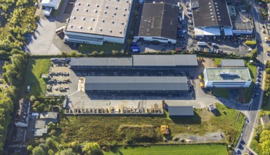 Aerial view, new building central depot at the Meesmannstraße in the district Holsterhausen in
