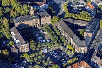Aerial view, Herne town hall with police station and community centre as well as district court and