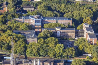 Aerial view, Quartier Shamrockpark of the former RAG AG at Shamrockring in the district Herne-Mitte