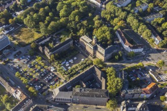 Aerial view, Herne town hall with police station and community centre as well as district court and