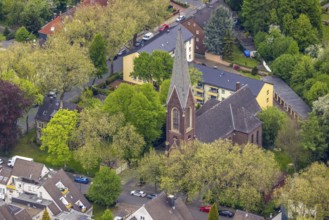 Aerial view, Lutherkirche, Röhlinghausen, Herne, Ruhr area, North Rhine-Westphalia, Germany, place