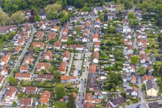 Aerial view, colony Hannover housing estate, Sassenburg Straße, Eickel, Herne, Ruhr area, North