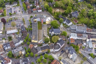 Aerial view, St. John's Church Eickel, shopping centre, Eickel, Herne, Ruhr area, North