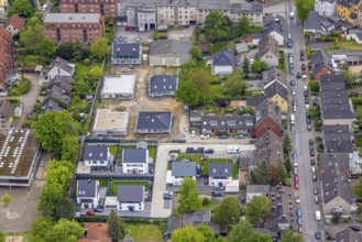 Aerial view, construction site and new building Friedgrasstraße, Eickel, Herne, Ruhr area, North