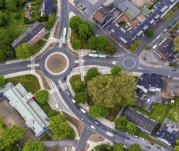 Aerial view, new roundabout Dorneburger Straße, Bielefelder Straße, Königstraße, Schule an der