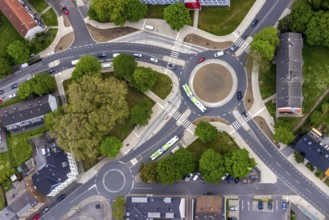 Aerial view, new roundabout Dorneburger Straße, Bielefelder Straße, Königstraße, Schule an der