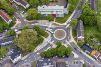 Aerial view, new roundabout Dorneburger Straße, Bielefelder Straße, Königstraße, Schule an der