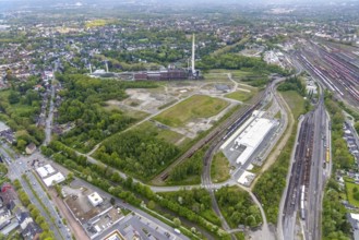 Aerial view, construction site of new Stadler Rail Vehicles branch, former General Blumenthal mine