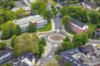 Aerial view, new roundabout Dorneburger Straße, Bielefelder Straße, Königstraße, Schule an der