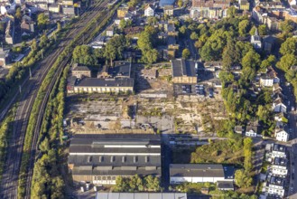 Aerial view, Müller brownfield site will become FunkenbergQuartier college in the Baukau district