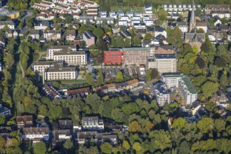 Aerial view, Widumer Höfe construction site at the Campus St. Elisabeth Group with eight