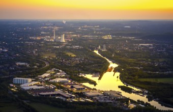 Aerial view, Herner Meer, Rhine-Herne Canal, Friedrich der Große industrial estate, Herne-East