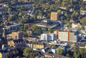 Aerial view, construction site and new building Europaplatz with Europagarten and City Center with