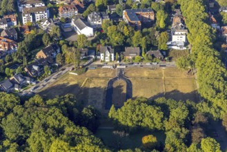 Aerial view, construction area Schäferstraße corner Am Stadtgarten for a residential quarter in the
