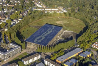 Aerial view, Mont-Cenis Academy with tree circle in the Sodingen district of Herne, Ruhr area,