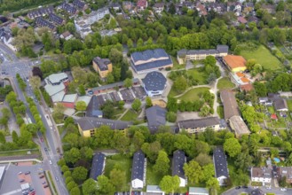 Aerial photo, Hiberniaschule Herne, Waldorfpädagogik Ruhr Area e.V., Wanne-Süd, Herne, Ruhr area,