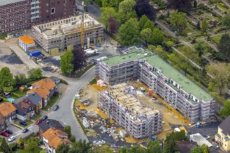 Aerial view, construction site campus of the St. Elisabeth Group, Widumer Höfe retirement homes,